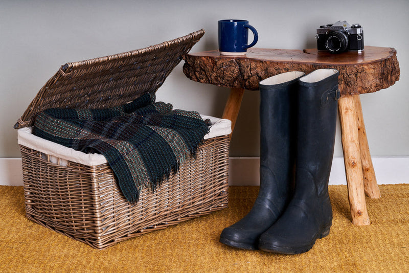 Antique Washed Wicker Storage Hamper