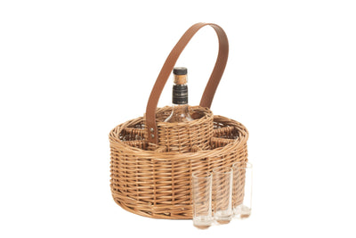 Round Whisky Celebration Basket Glasses and Bottle