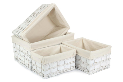 White Scandi Storage Basket White Lined