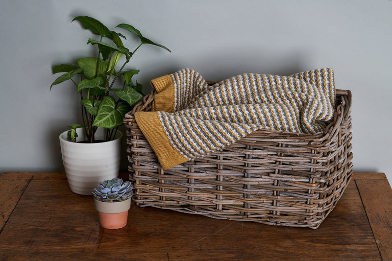 Rectangular Grey Rattan Storage Basket