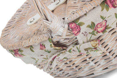 Child's White Wash Lidded Hamper Garden Rose Detail