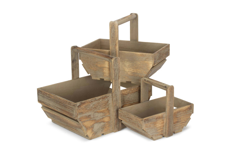 Oak Effect Wooden Trug Set of 3