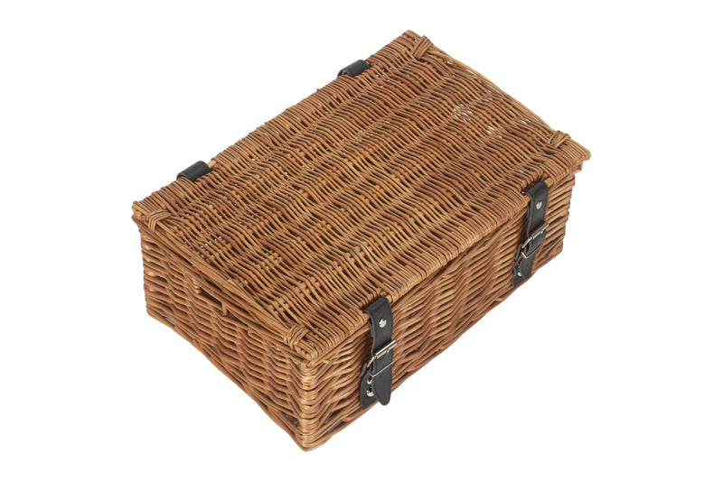 14 Inch Double-Steamed Empty Wicker Hamper Basket Unlined Closed