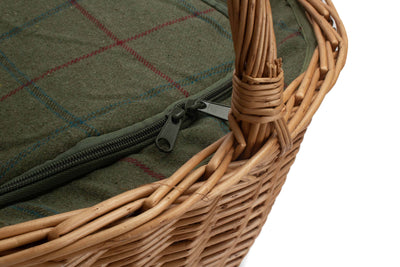 Oval Shopping Basket With Green Tweed Cooler Bag Detail