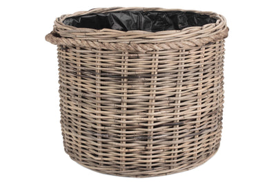 Rope Handled Rattan Round Planter