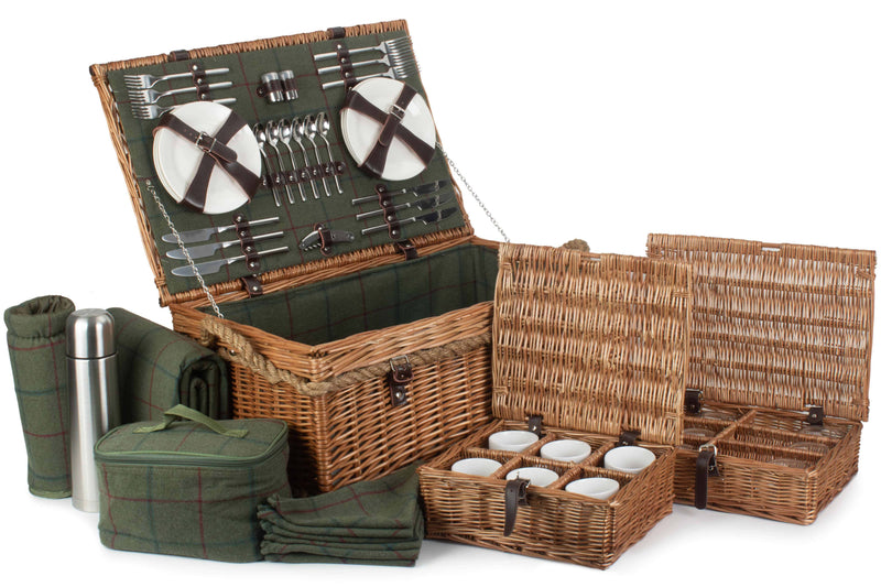 Rope Handled 6 Person Hamper Tweed Items