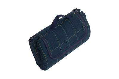 Luxury Blue Tweed Picnic Blanket High Side