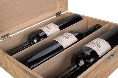 Three Bottle Oak Effect Wooden Box Wine Detail