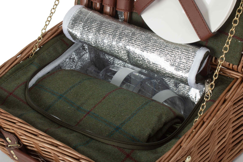 Green Tweed Classic Picnic Hamper Small Detail