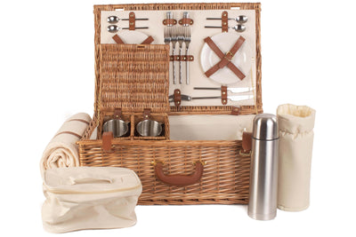 Deluxe Fitted Wicker Hamper Large Cream Items