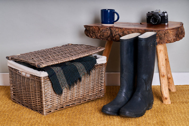 Antique Washed Wicker Storage Hamper