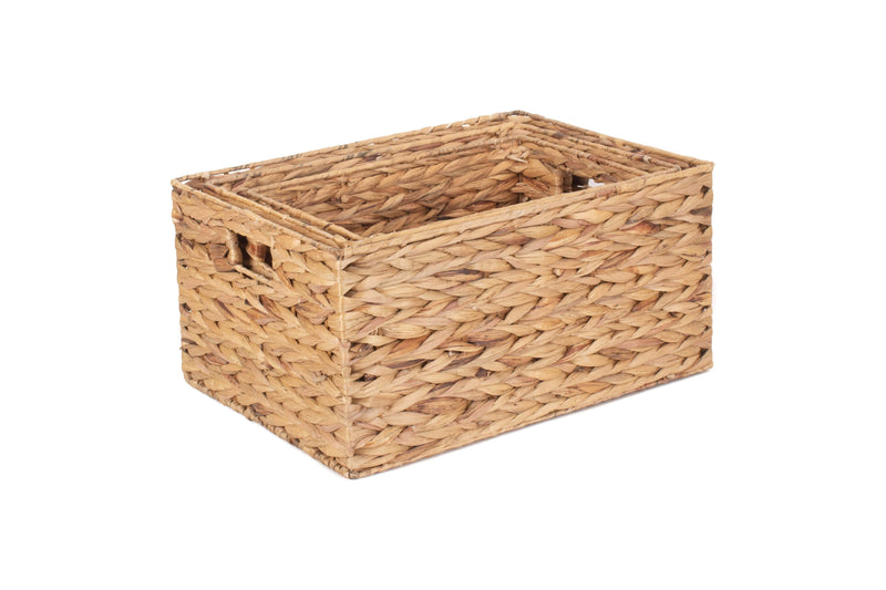 Water Hyacinth Rectangular Storage Basket Set of 3