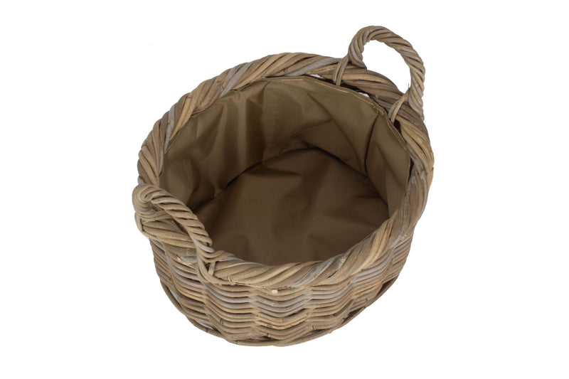 Oval Rattan Log Basket with Cordura Lining