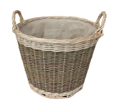 Large Unpeeled Log Basket With Lining