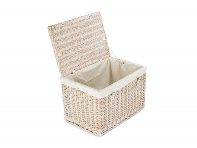 24" White Wash Chest Hamper with White Lining