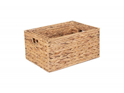 Water Hyacinth Rectangular Storage Set of 3