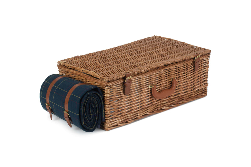 Blue Fitted Tweed Hamper Side Closed