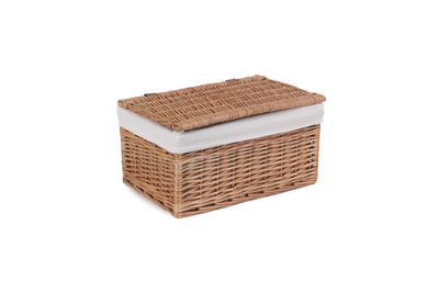 Light Steamed Lined Storage Hamper Small Front Side View