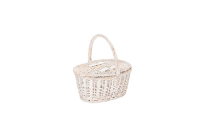 Child's White Wash Lidded Hamper Unlined