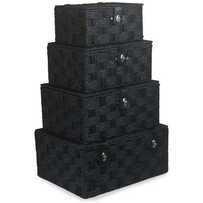 Paper Rope Hamper Black 4 Piece