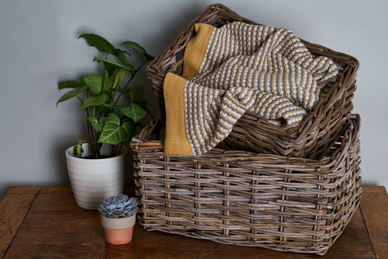 Rectangular Grey Rattan Storage Basket