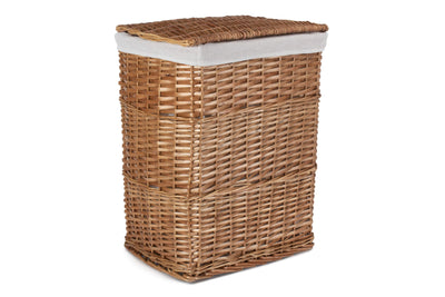 Double Steamed Wicker Laundry Hamper Basket Set 2