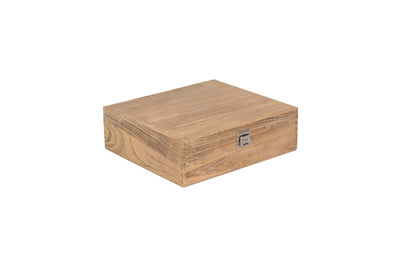 Three Bottle Oak Effect Wooden Box Closed Front Side