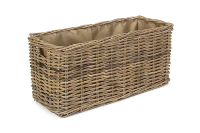 Rattan basket for bench storage