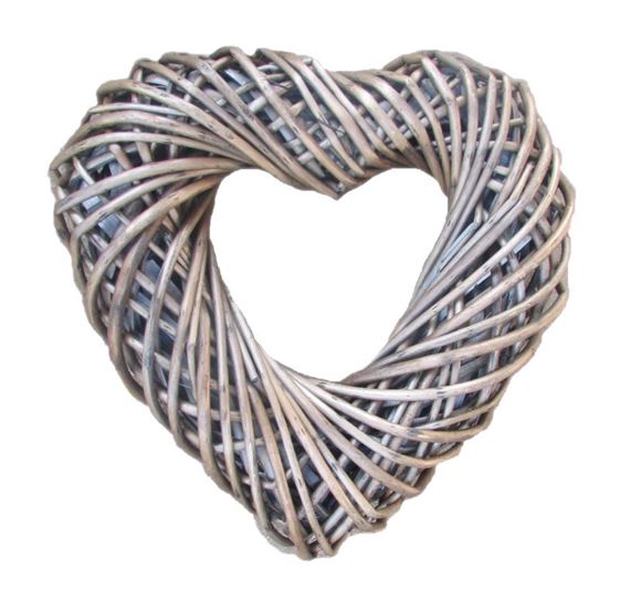 Large Grey Wicker Heart