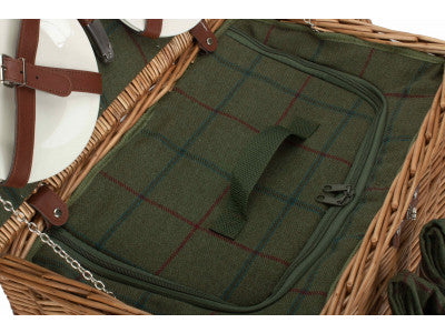 4 Person Green Tweed Chest Hamper