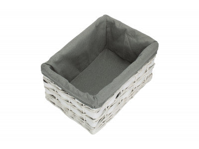 White Scandi Storage Baskets with Grey Sage Lining