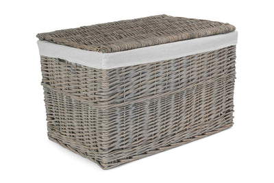 Grey Wash Storage Hamper Large Front View Closed