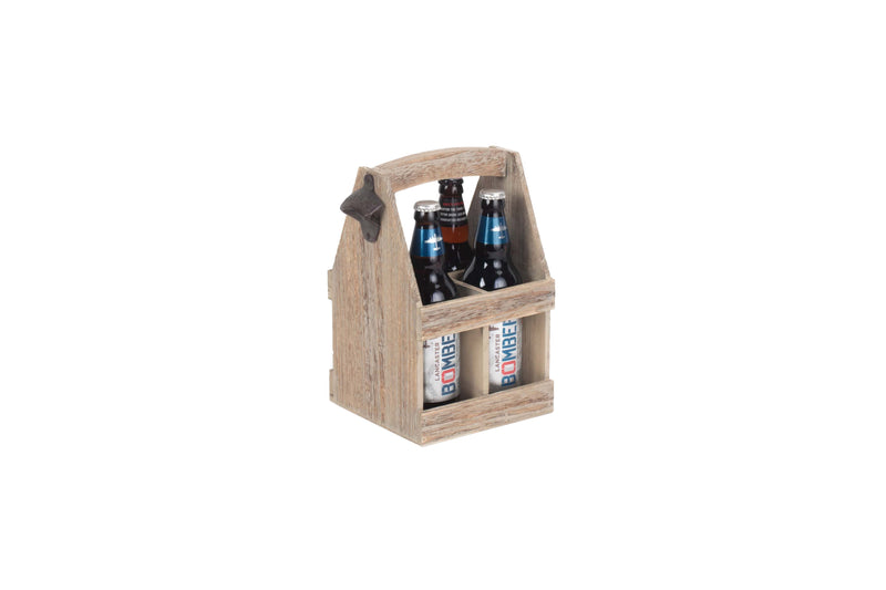 Oak Effect Bottle Carrier With Opener Front