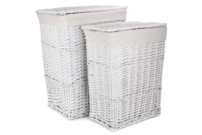 White Wash Wicker Bathroom Laundry Set 5