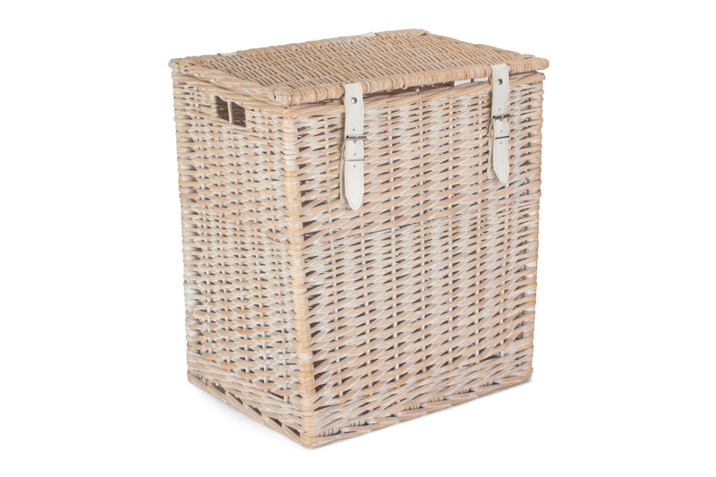 White Wash Vintner Storage Hamper Small Front