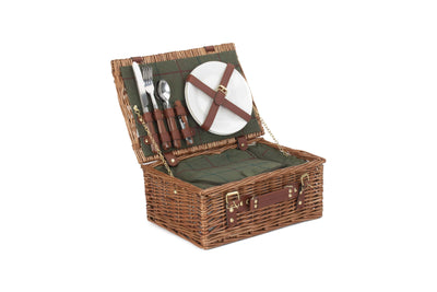 Green Tweed Classic Picnic Hamper Single Open