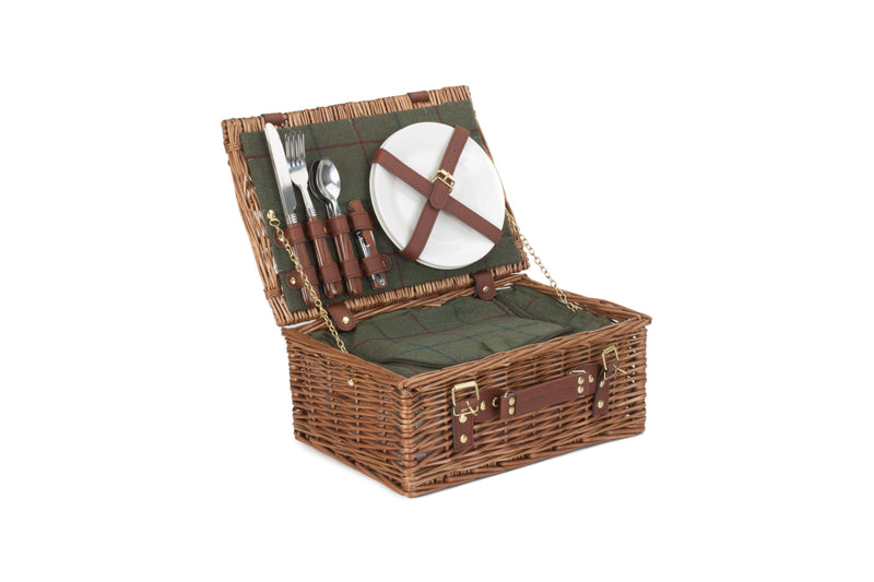 Green Tweed Classic Picnic Hamper Single Open