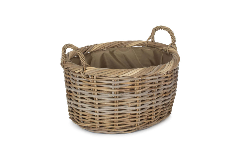 Oval Rattan Log Basket with Cordura Lining