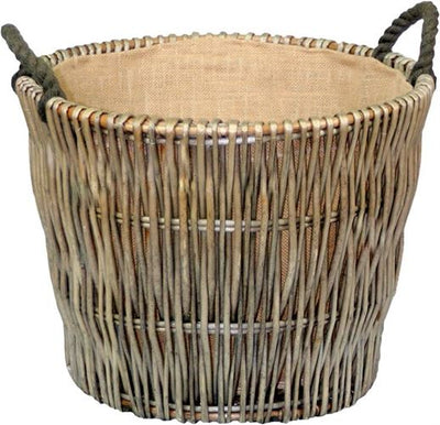 Round Grey Log Basket Large Front View