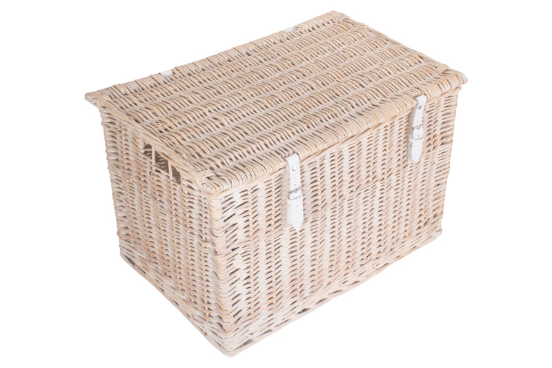 24" White Wash Chest Hamper High View