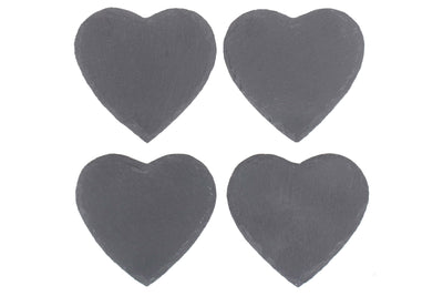 Heart-Shaped Slate Coaster Set 4