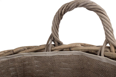 Pot-Bellied Cordura Lined Rattan Log Basket