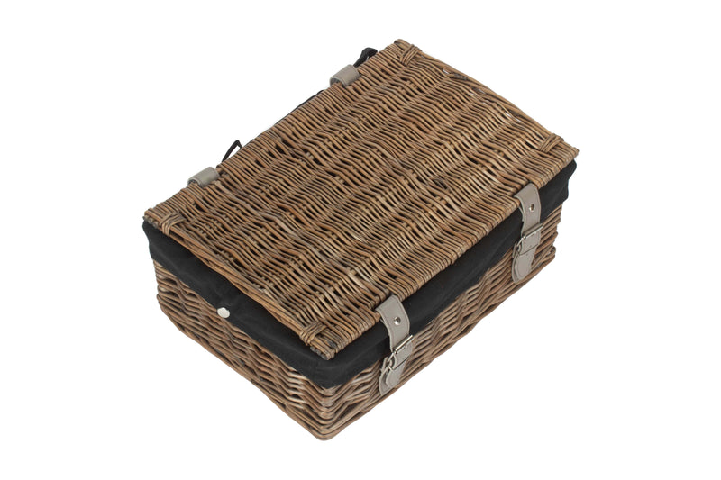 14 Inch Antique-Washed Empty Wicker Hamper Basket Black Top View