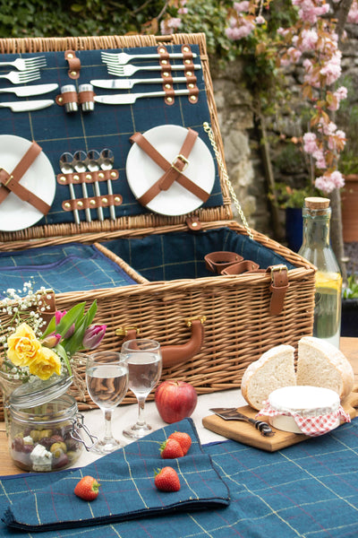 Blue Fitted Tweed Hamper Example