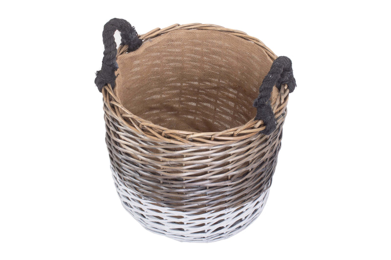 Large Round Triple Tone Chunky Storage Basket With Lining