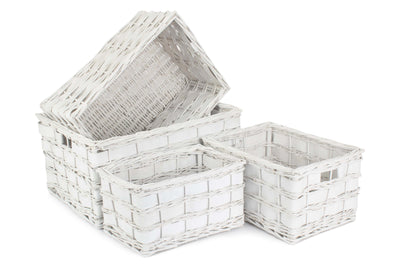 White Scandi Storage Basket White Unlined