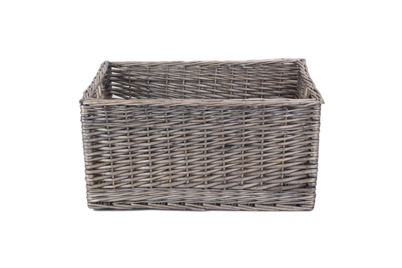 Jumbo Antique Wash Storage Basket Unlined Side