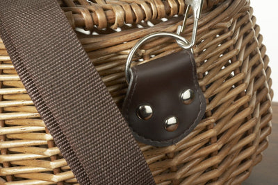 Wicker Bicycle Basket Leather Detail