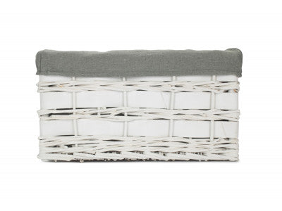 White Scandi Storage Baskets with Grey Sage Lining