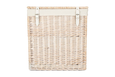 Boutique White Wash Storage Laundry Hamper With Lining Front